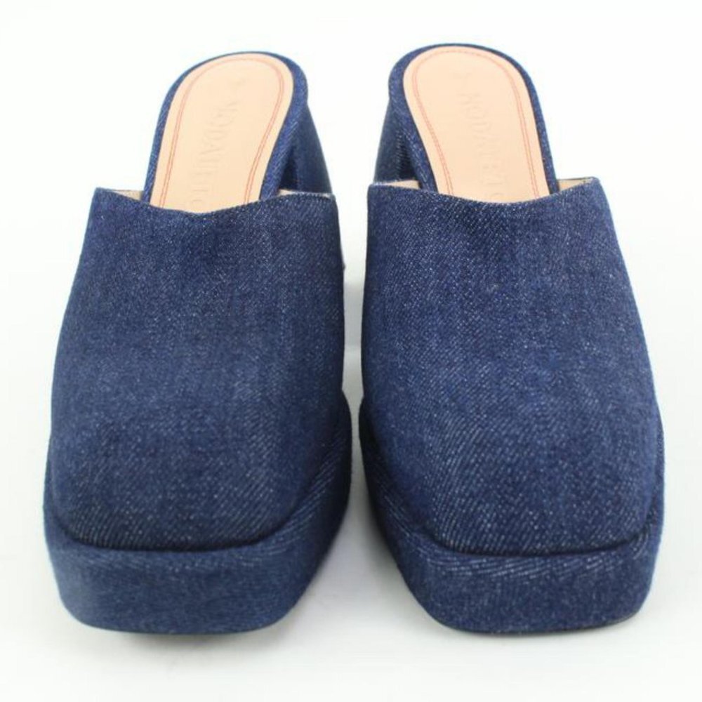 Nodaleto Size 36 Dark Jean Navy Denim Bulla Geller Platform Mules  44n321s